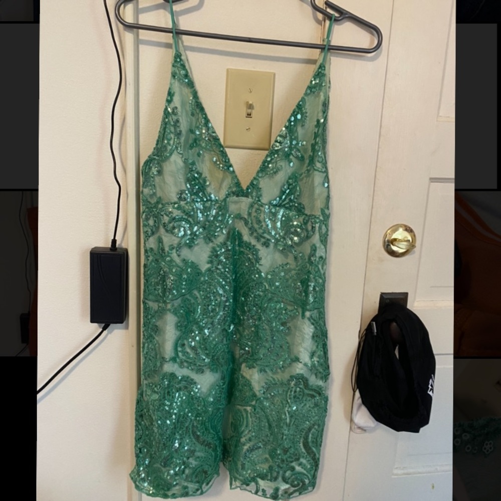 Free People Night Shimmer Green Dress